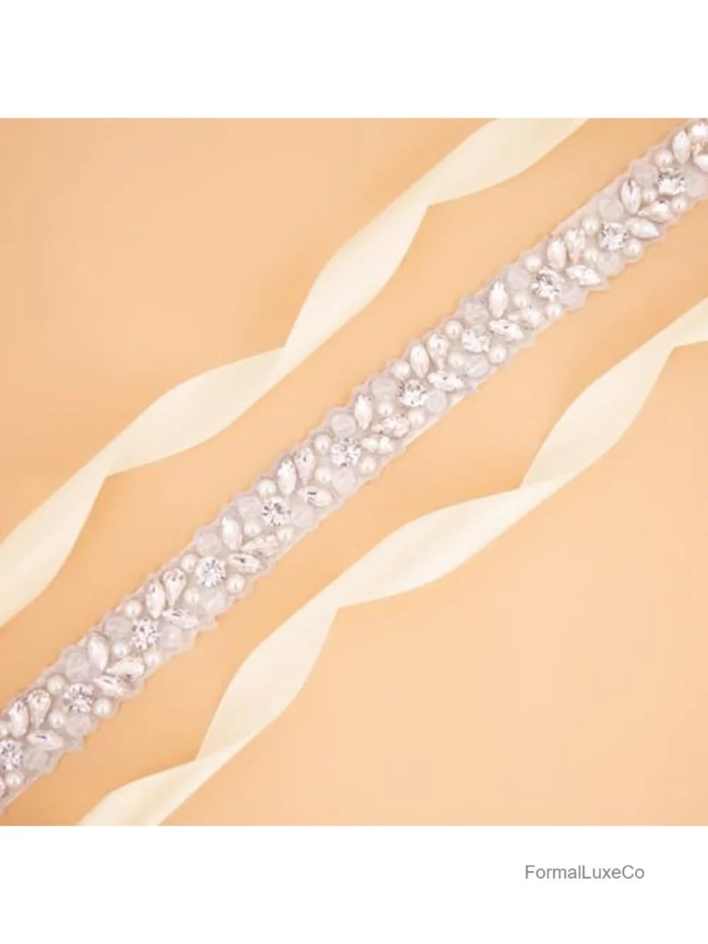 Handmade Rhinestone Pearl Bridal Belt Sash Wedding Dress Belt